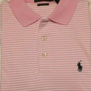 Never Worn: Polo RALPH LAUREN Men’s Shirt, White with Pink horizontal stripes